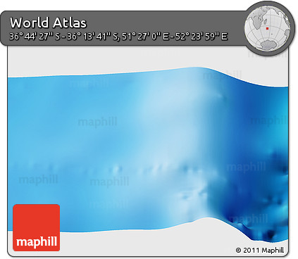 Physical 3D Map of the Area around 36° 29' 4" S, 51° 55' 29" E