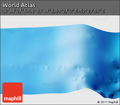 Physical 3D Map of the Area around 36° 29' 4" S, 51° 55' 29" E