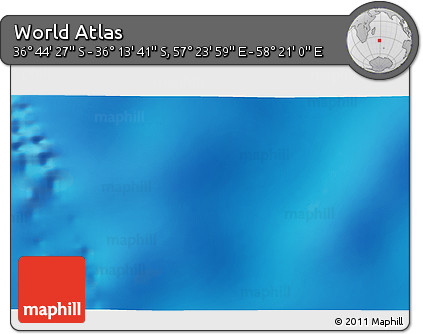 Physical 3D Map of the Area around 36° 29' 4" S, 57° 52' 30" E