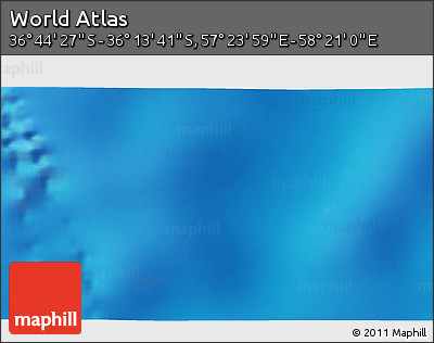 Physical 3D Map of the Area around 36° 29' 4" S, 57° 52' 30" E