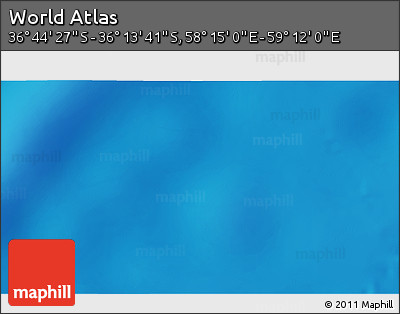 Physical 3D Map of the Area around 36° 29' 4" S, 58° 43' 30" E