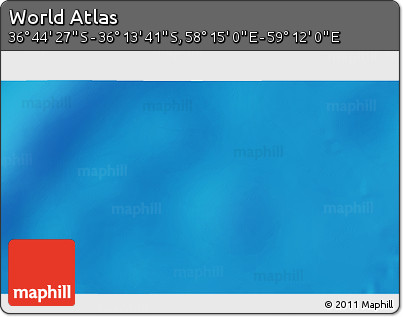 Physical 3D Map of the Area around 36° 29' 4" S, 58° 43' 30" E