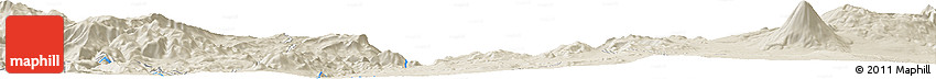 Shaded Relief Horizon Map of the Area around 36° 29' 4" S, 69° 37' 30" W