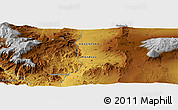 Physical Panoramic Map of the area around 36° 29' 4" S, 69° 37' 30" W