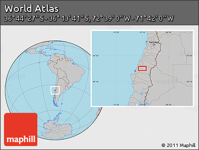 Gray Location Map of the Area around 36° 29' 4" S, 72° 10' 30" W