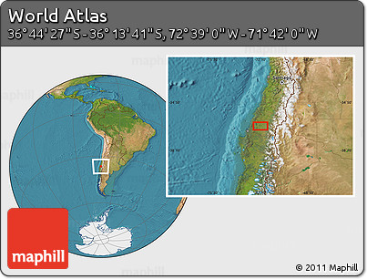 Satellite Location Map of the Area around 36° 29' 4" S, 72° 10' 30" W