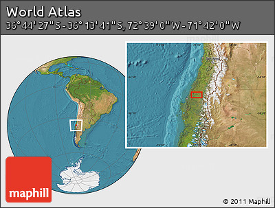 Satellite Location Map of the Area around 36° 29' 4" S, 72° 10' 30" W