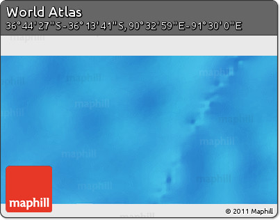 Physical 3D Map of the Area around 36° 29' 4" S, 91° 1' 30" E