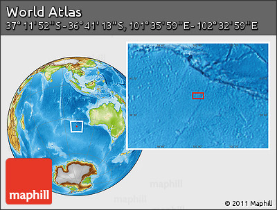 Physical Location Map of the Area around 36° 56' 32" S, 102° 4' 29" E