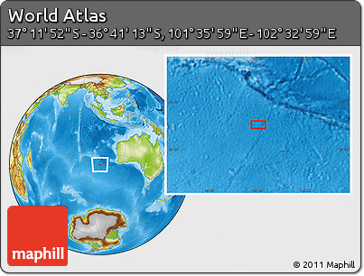 Physical Location Map of the Area around 36° 56' 32" S, 102° 4' 29" E