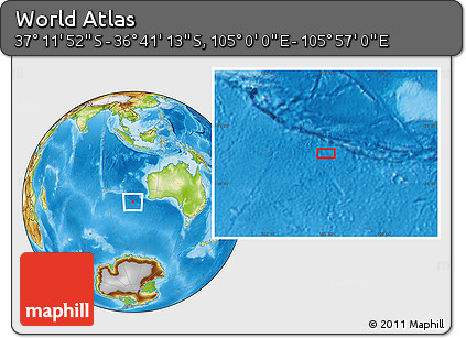 Physical Location Map of the Area around 36° 56' 32" S, 105° 28' 29" E