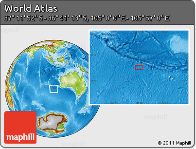 Physical Location Map of the Area around 36° 56' 32" S, 105° 28' 29" E