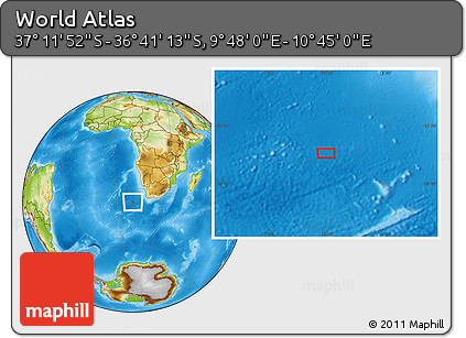 Physical Location Map of the Area around 36° 56' 32" S, 10° 16' 30" E