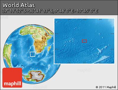 Physical Location Map of the Area around 36° 56' 32" S, 10° 16' 30" E