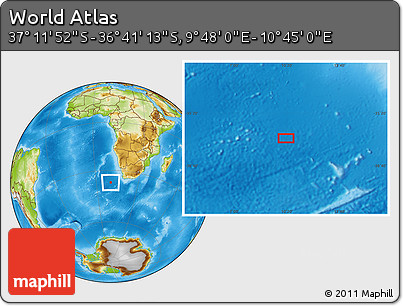 Physical Location Map of the Area around 36° 56' 32" S, 10° 16' 30" E