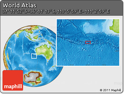Physical Location Map of the Area around 36° 56' 32" S, 110° 34' 29" E