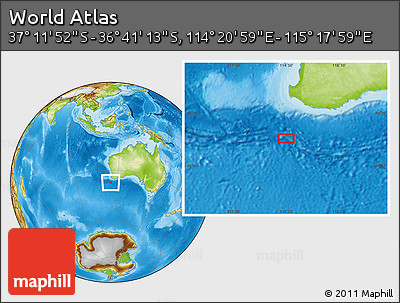 Physical Location Map of the Area around 36° 56' 32" S, 114° 49' 29" E