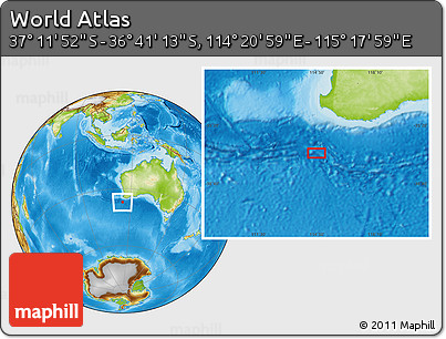 Physical Location Map of the Area around 36° 56' 32" S, 114° 49' 29" E
