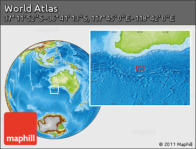 Physical Location Map of the Area around 36° 56' 32" S, 118° 13' 29" E