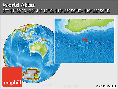 Physical Location Map of the Area around 36° 56' 32" S, 119° 4' 29" E