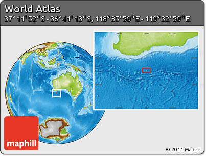 Physical Location Map of the Area around 36° 56' 32" S, 119° 4' 29" E