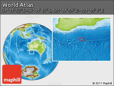 Physical Location Map of the Area around 36° 56' 32" S, 120° 46' 30" E