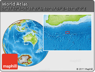 Physical Location Map of the Area around 36° 56' 32" S, 120° 46' 30" E