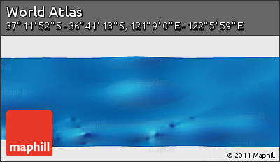 Physical Panoramic Map of the Area around 36° 56' 32" S, 121° 37' 30" E