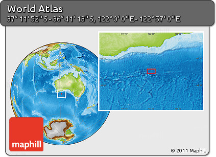 Physical Location Map of the Area around 36° 56' 32" S, 122° 28' 29" E