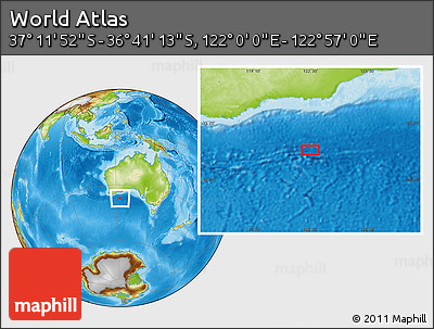 Physical Location Map of the Area around 36° 56' 32" S, 122° 28' 29" E