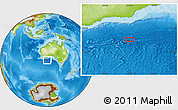 Physical Location Map of the area around 36° 56' 32" S, 123° 19' 29" E