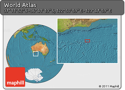 Satellite Location Map of the Area around 36° 56' 32" S, 123° 19' 29" E