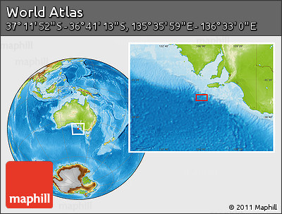 Physical Location Map of the Area around 36° 56' 32" S, 136° 4' 29" E