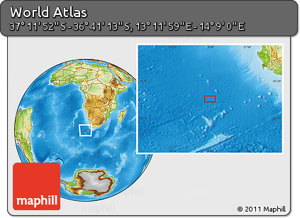 Physical Location Map of the Area around 36° 56' 32" S, 13° 40' 30" E