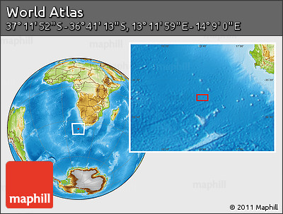 Physical Location Map of the Area around 36° 56' 32" S, 13° 40' 30" E