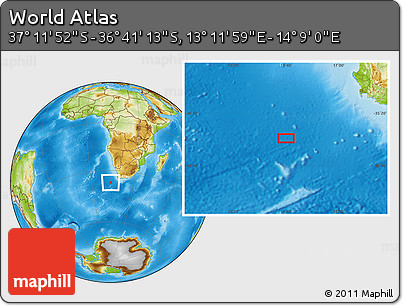 Physical Location Map of the Area around 36° 56' 32" S, 13° 40' 30" E