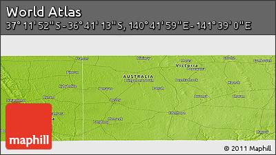 Physical Panoramic Map of the Area around 36° 56' 32" S, 141° 10' 30" E