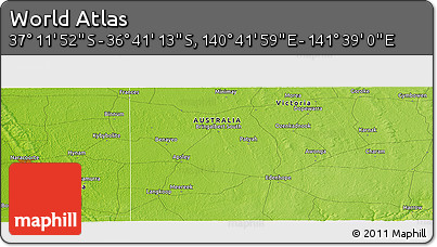 Physical Panoramic Map of the Area around 36° 56' 32" S, 141° 10' 30" E