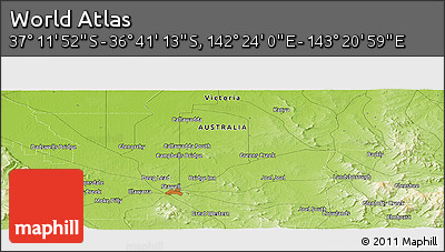 Physical Panoramic Map of the Area around 36° 56' 32" S, 142° 52' 30" E