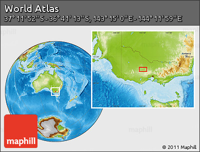 Physical Location Map of the Area around 36° 56' 32" S, 143° 43' 29" E