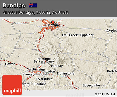 Shaded Relief Panoramic Map of Bendigo