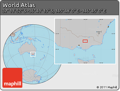 Gray Location Map of the Area around 36° 56' 32" S, 146° 16' 30" E