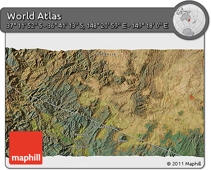 Satellite 3D Map of the Area around 36° 56' 32" S, 148° 49' 29" E