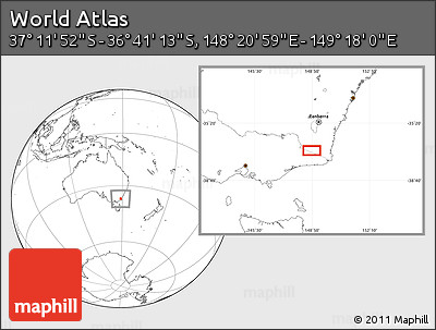 Blank Location Map of the Area around 36° 56' 32" S, 148° 49' 29" E