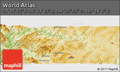 Physical Panoramic Map of the Area around 36° 56' 32" S, 148° 49' 29" E