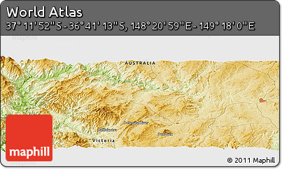 Physical Panoramic Map of the Area around 36° 56' 32" S, 148° 49' 29" E