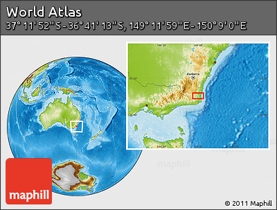 Physical Location Map of the Area around 36° 56' 32" S, 149° 40' 30" E