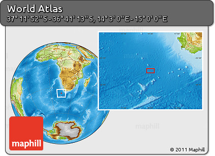 Physical Location Map of the Area around 36° 56' 32" S, 14° 31' 30" E