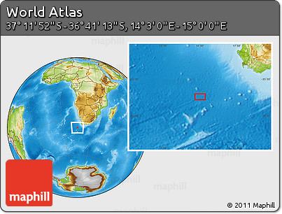 Physical Location Map of the Area around 36° 56' 32" S, 14° 31' 30" E