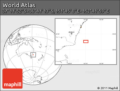 Blank Location Map of the Area around 36° 56' 32" S, 152° 13' 29" E